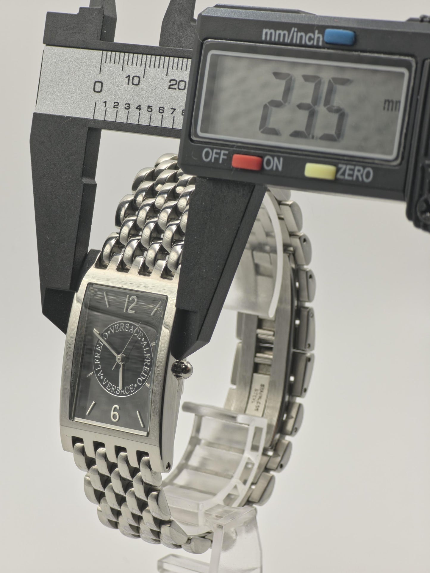 Alfredo Versace Rectangular Black Dial Steel Bracelet Unisex V737S | - 131