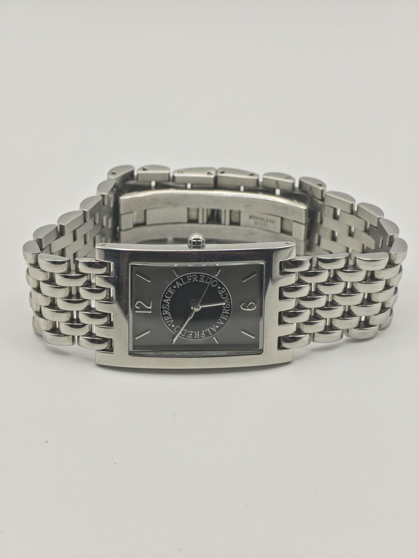 Alfredo Versace Rectangular Black Dial Steel Bracelet Unisex V737S | - 131