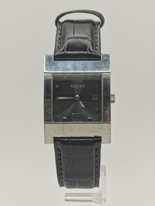 Gucci 7700M Rectangular Black Dial Leather Strap Swiss Quartz Unisex | - 132