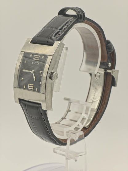 Gucci 7700M Rectangular Black Dial Leather Strap Swiss Quartz Unisex | - 132
