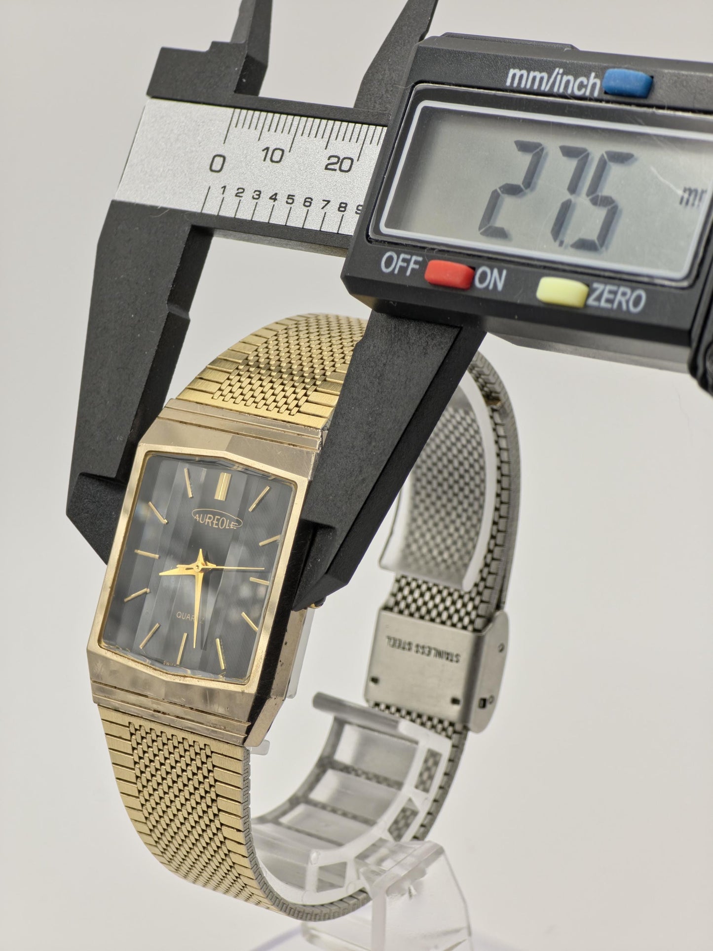 Aureole SW206 81142 Gold Tone Black Dial mens Quartz Watch | - 187