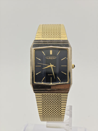 Aureole SW206 81142 Gold Tone Black Dial mens Quartz Watch | - 187