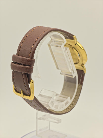 Gucci 3400M Gold-Plated Black Dial Leather Strap Unisex Watch | - 192