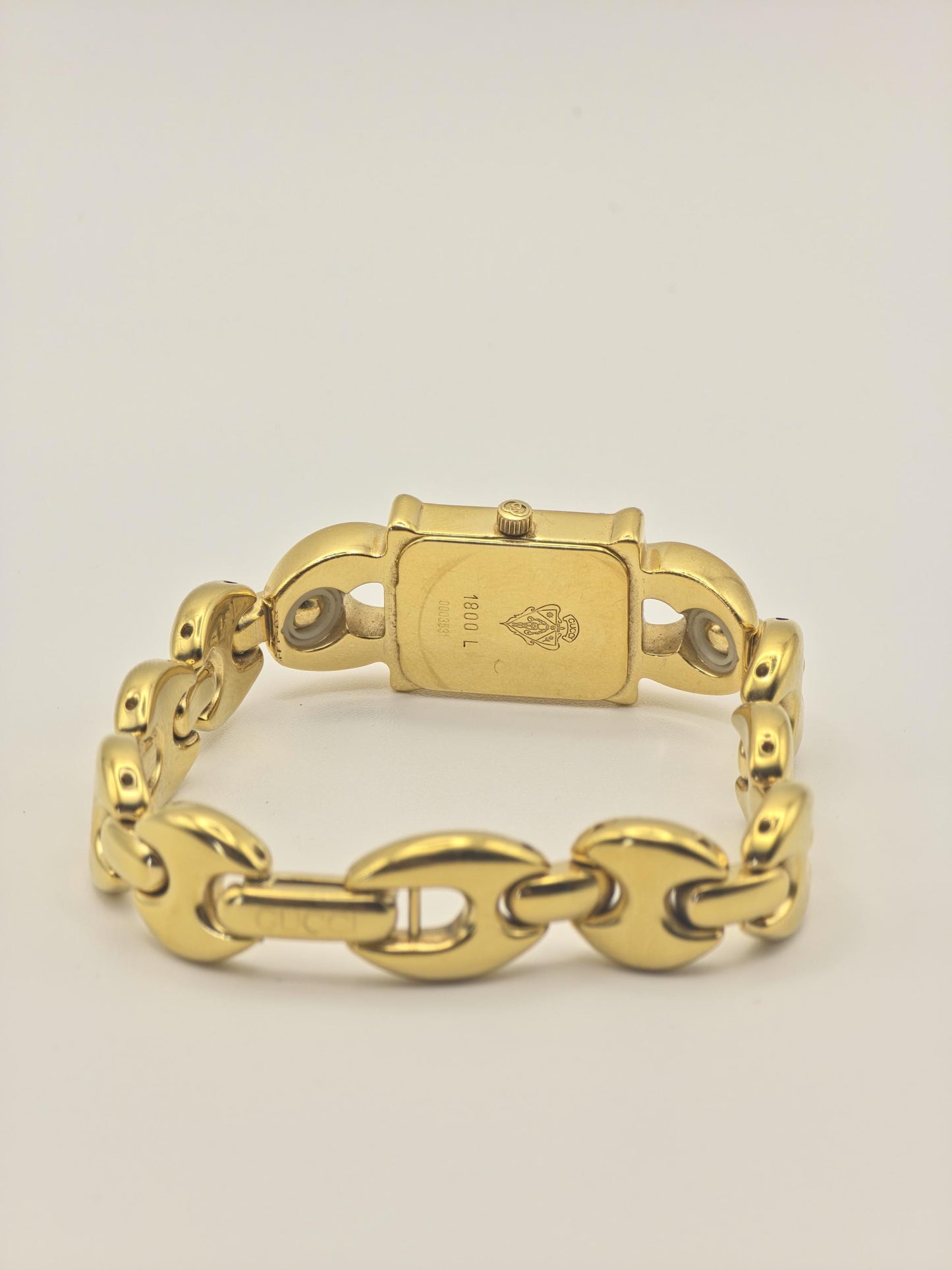 Gucci 1800L Gold Tone Square Watch Women with Extra Black & Red Strap + Box -211