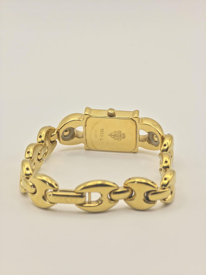 Gucci 1800L Gold Tone Square Watch Women with Extra Black & Red Strap + Box -211