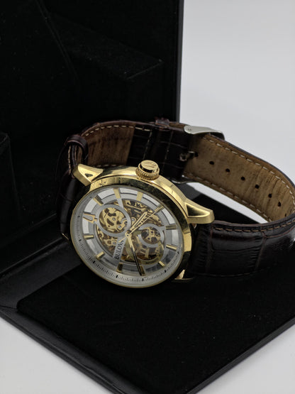 Bulova 97A138 Men Automatic Skeleton Watch Gold Tone Box Only | - 180