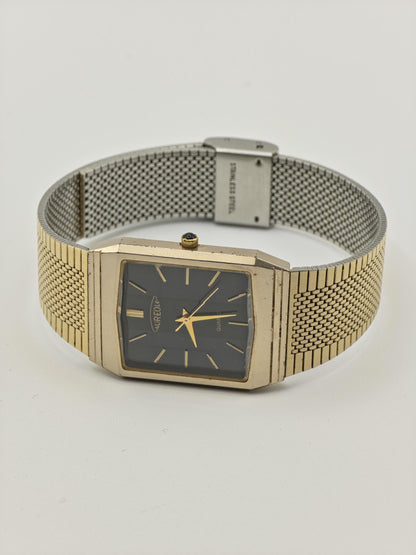 Aureole SW206 81142 Gold Tone Black Dial mens Quartz Watch | - 187