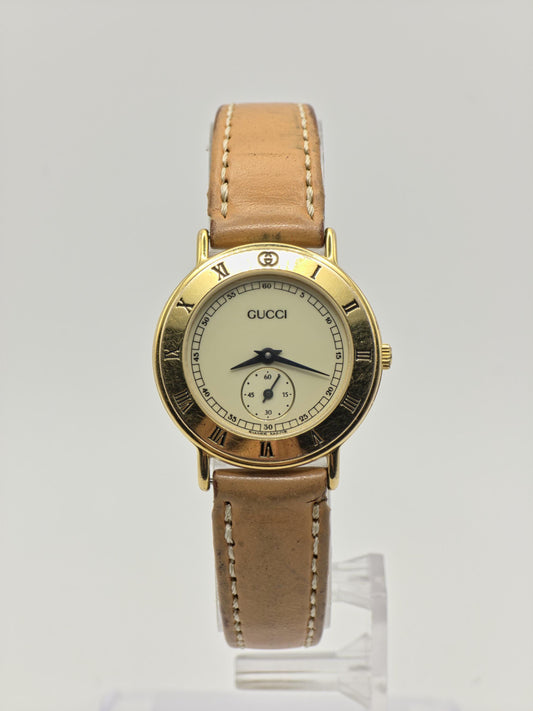 Gucci 3000.2.L Gold Tone Cream Dial Small Seconds Women Watch | Swiss Made - 188