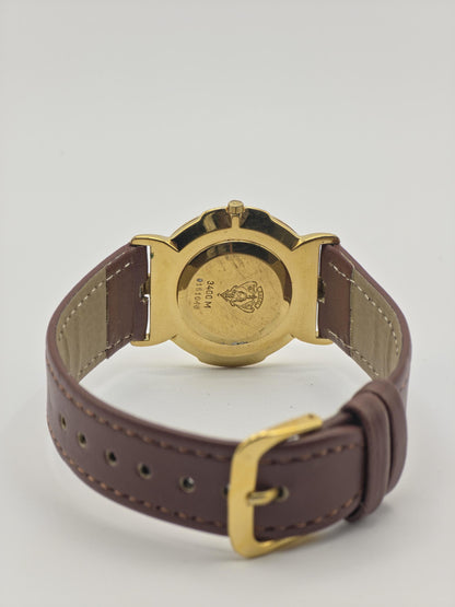 Gucci 3400M Gold-Plated Black Dial Leather Strap Unisex Watch | - 192