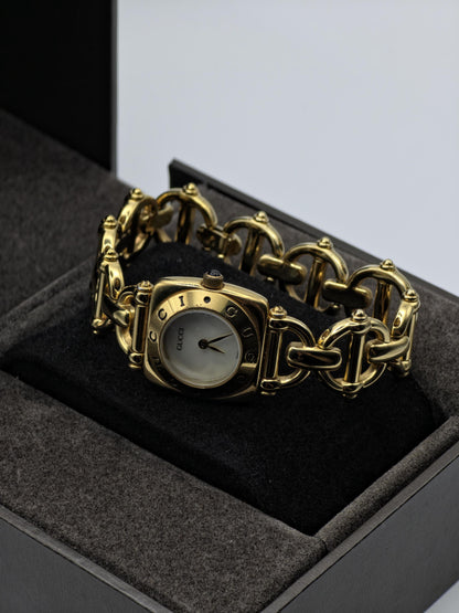 Gucci 6400L Gold Tone Vintage Watch Women Mother of Pearl Dial with Box - 214
