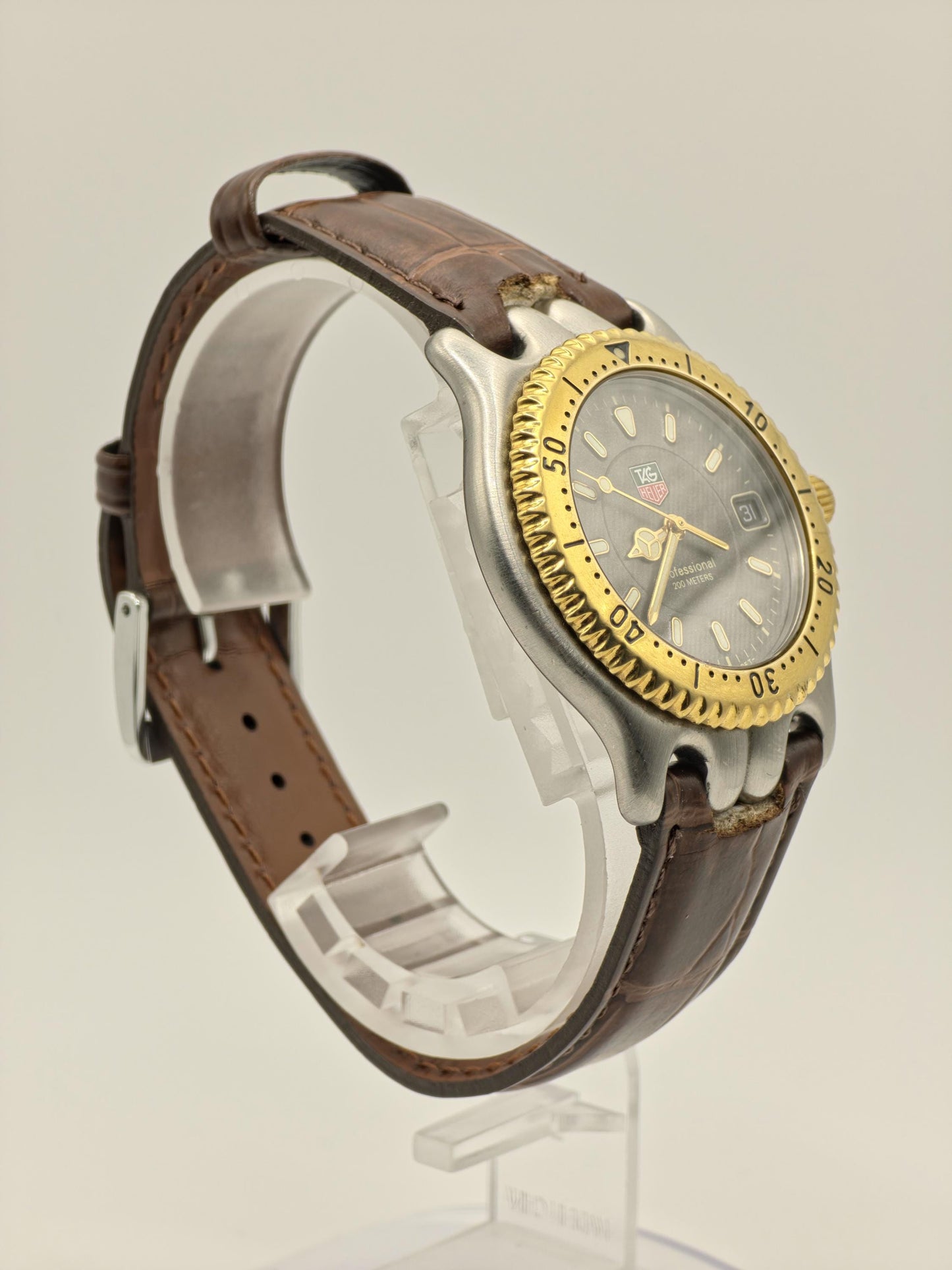 TAG Heuer S94.706M/E Professional 200M Watch Men Two Tone Gray Dial Quartz - 218