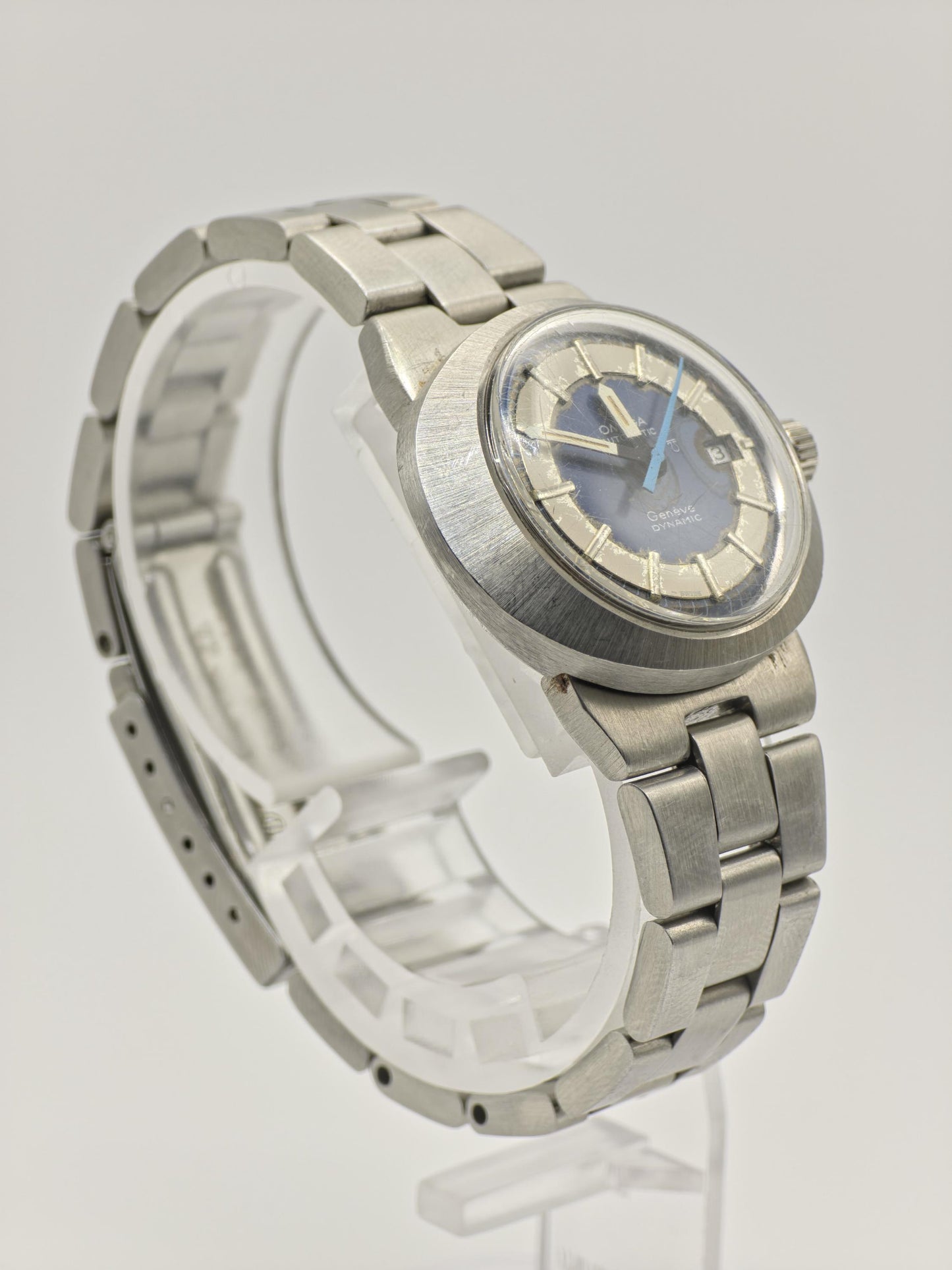 Omega Geneve Dynamic Automatic Watch Women Blue Dial Stainless Steel Vintage-219