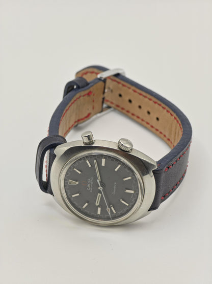 Omega Geneve Chronostop Automatic Watch Men Black Dial Vintage - 222