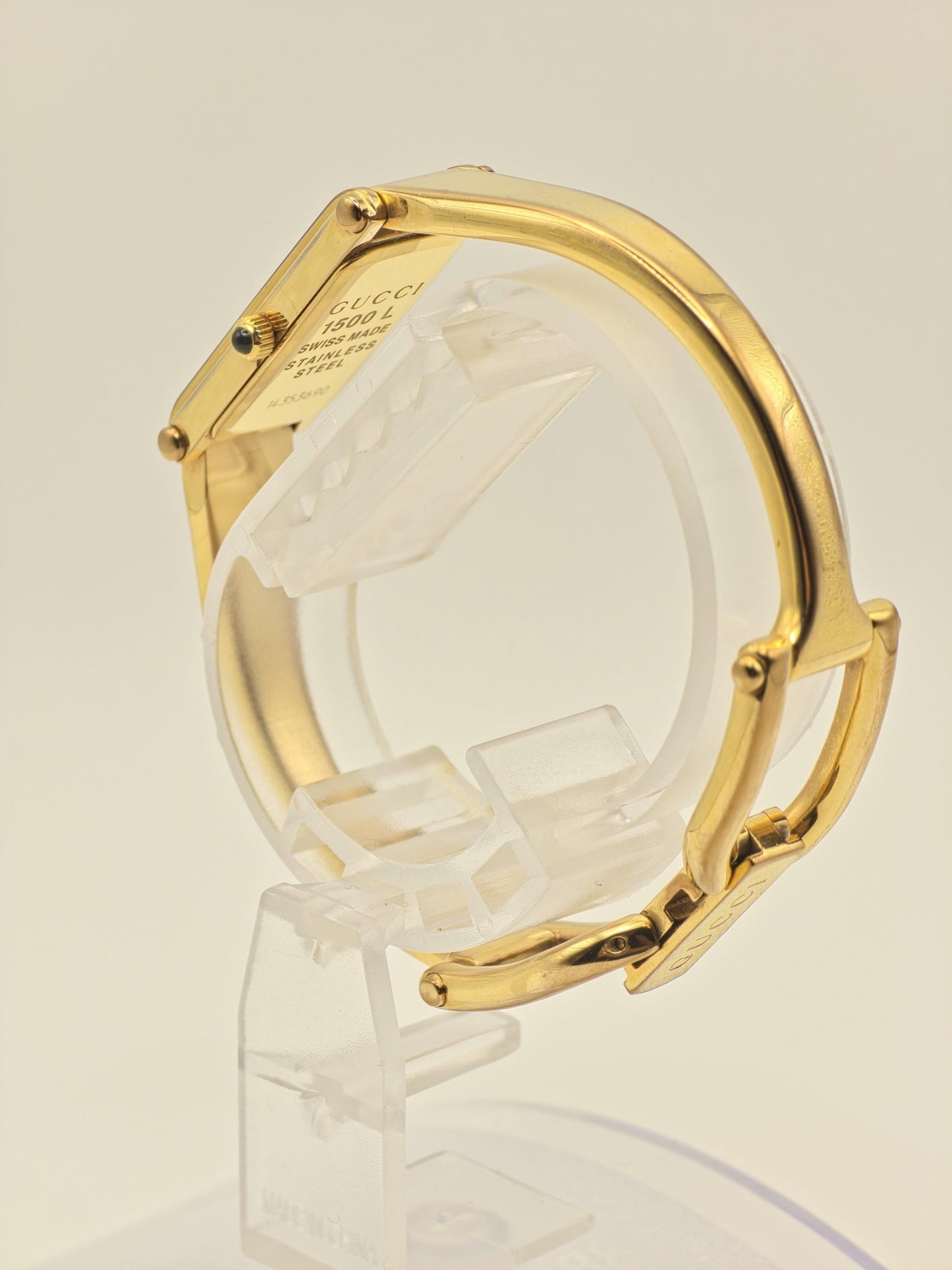 Gucci 1500L Watch Women Pink GG Dial Gold Tone Bracelet Vintage - 228
