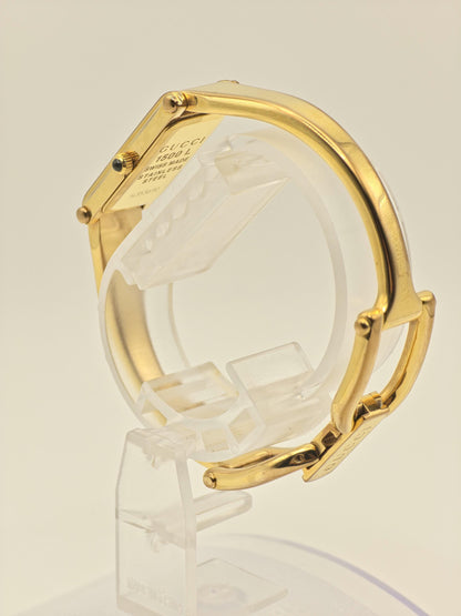 Gucci 1500L Watch Women Pink GG Dial Gold Tone Bracelet Vintage - 228