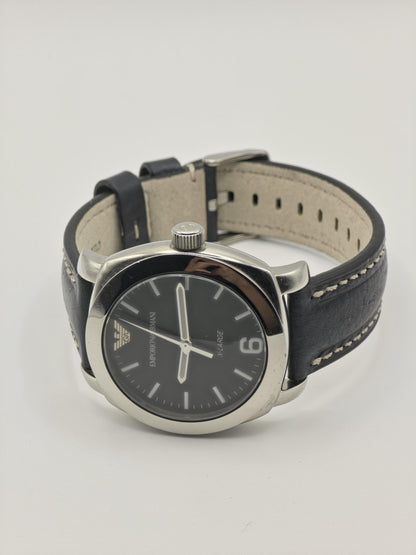 Emporio Armani X-Large Watch Men Black Dial Leather Strap - 232