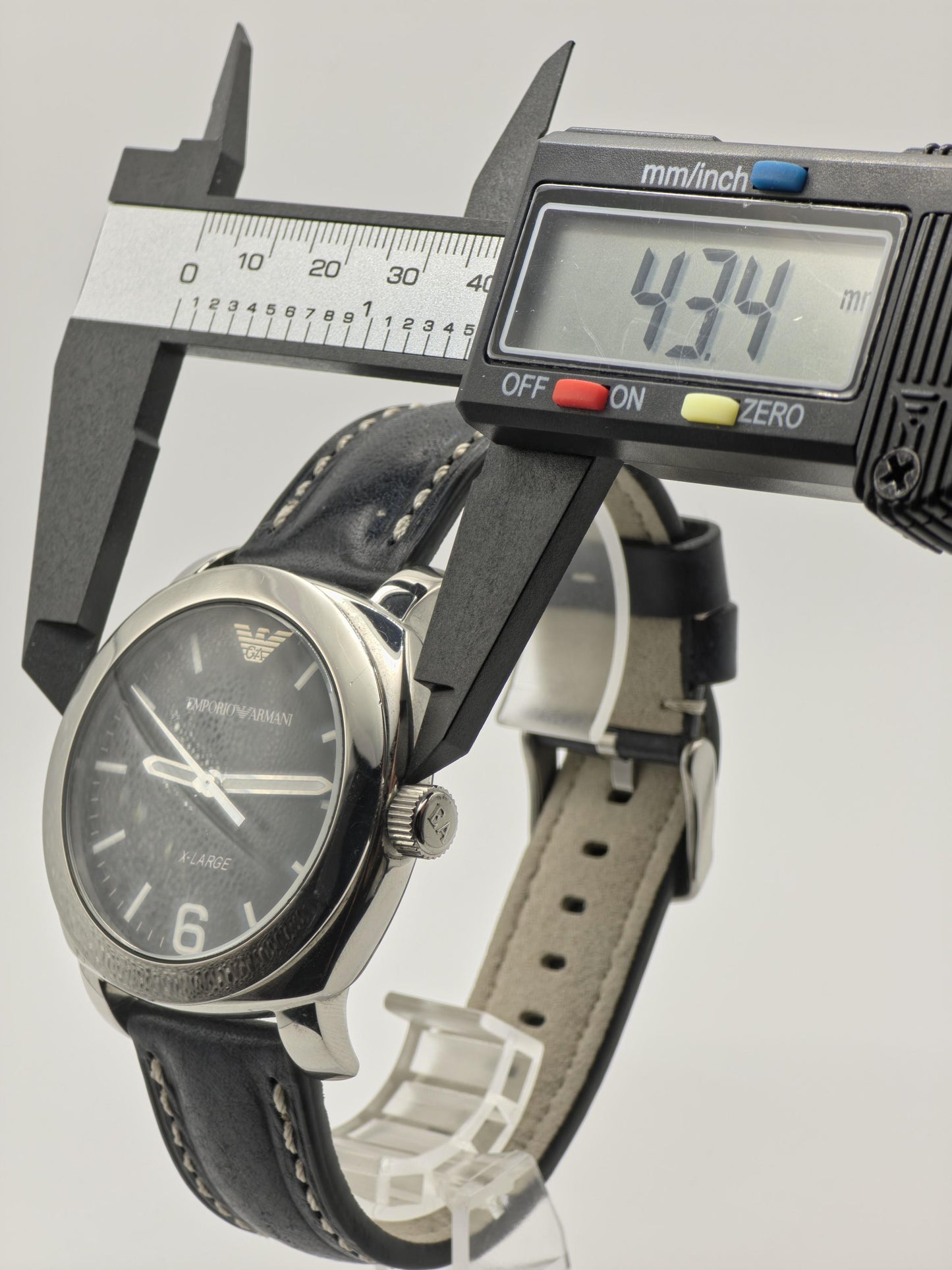 Emporio Armani X-Large Watch Men Black Dial Leather Strap - 232