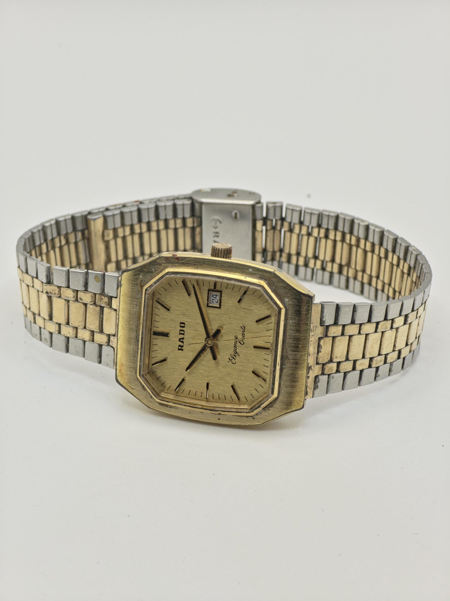 Rado Elegance Quartz Vintage Watch Two Tone Gold Date Swiss - 234