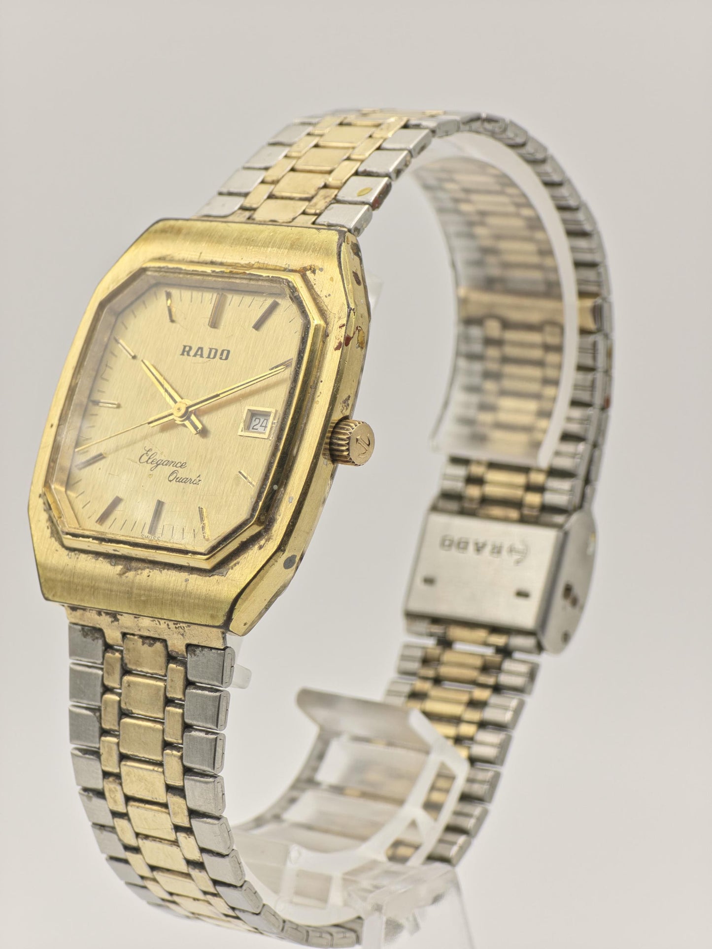 Rado Elegance Quartz Vintage Watch Two Tone Gold Date Swiss - 234