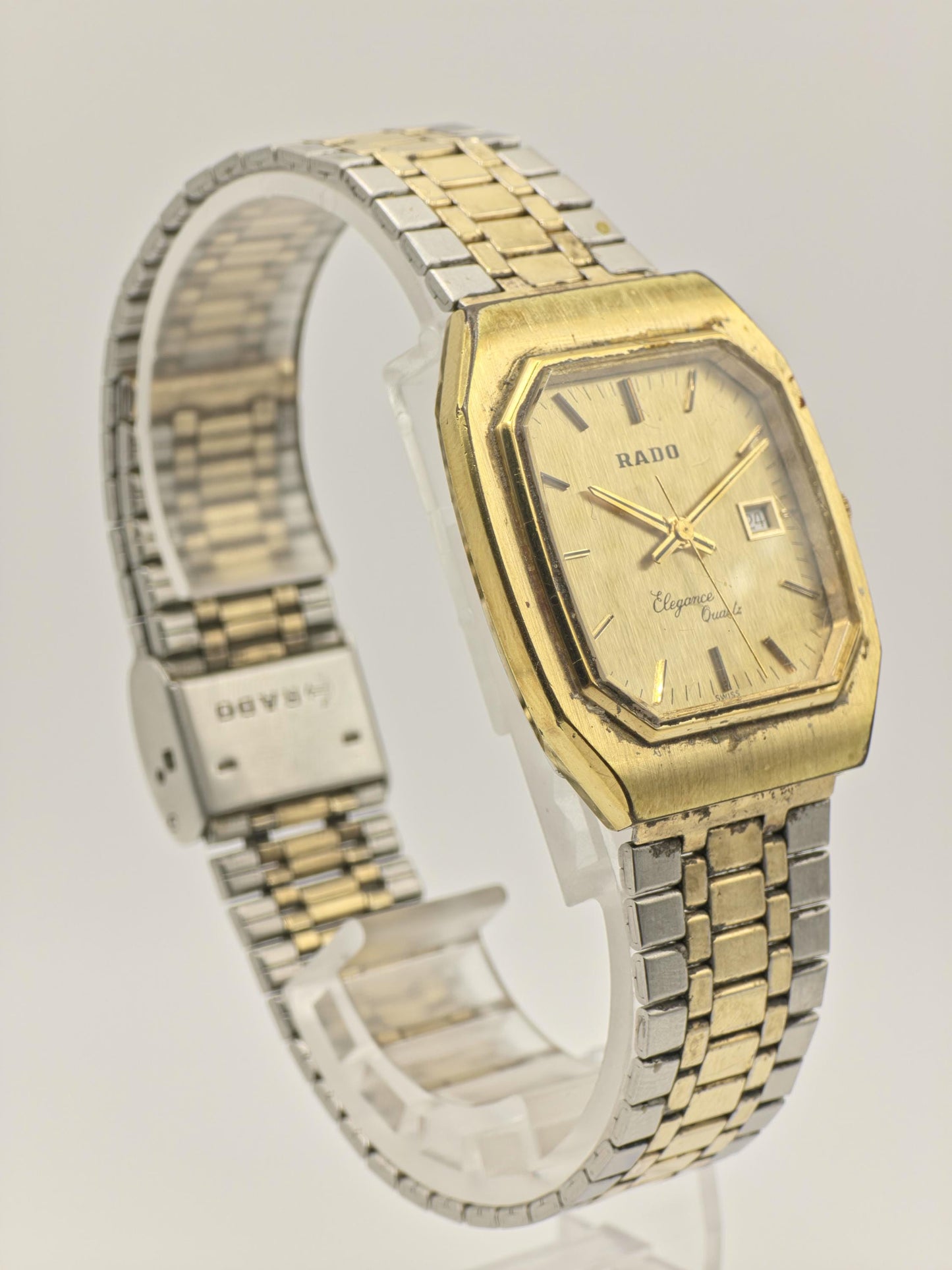 Rado Elegance Quartz Vintage Watch Two Tone Gold Date Swiss - 234