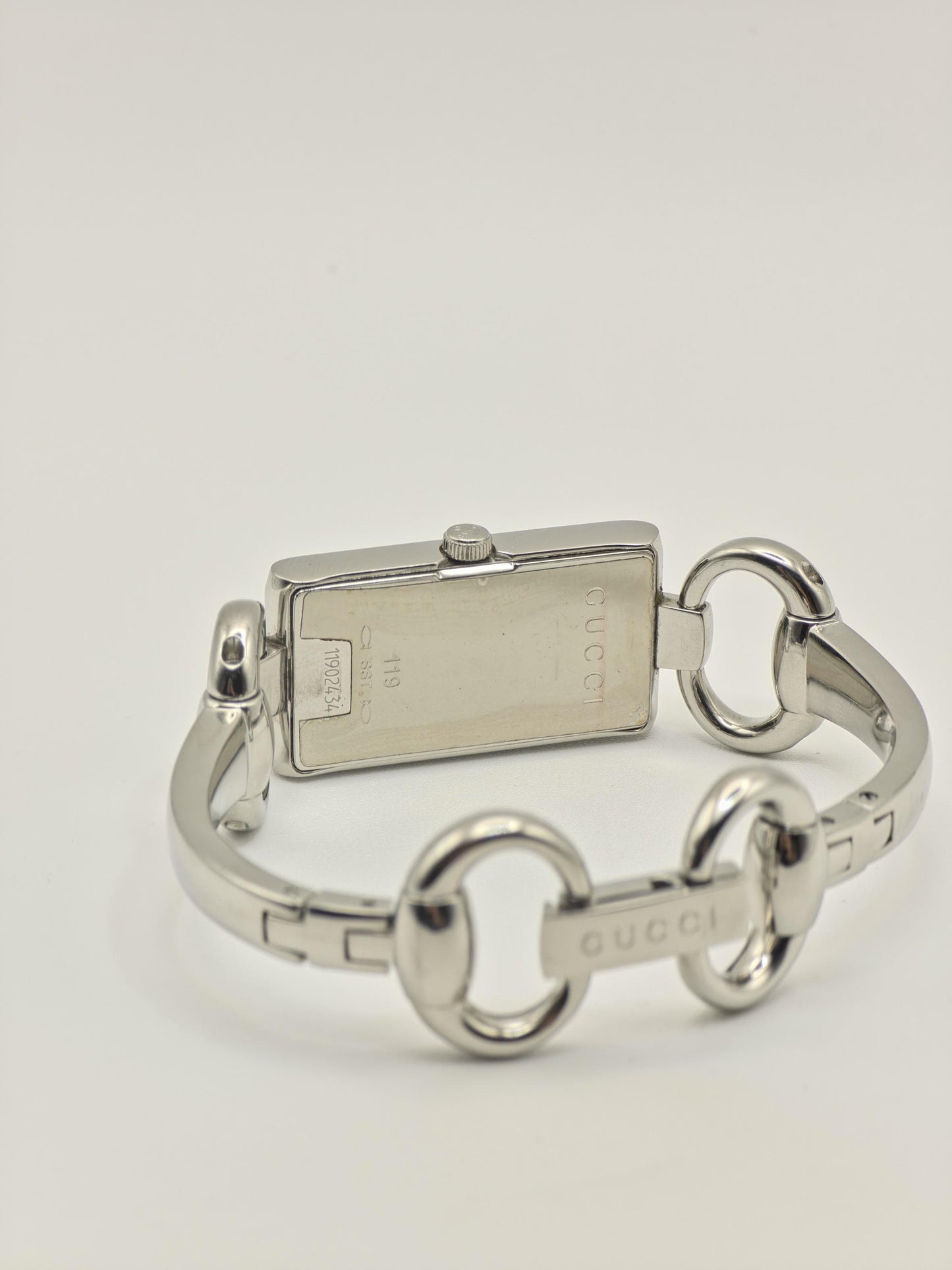 Gucci 119 Quartz Watch Black Dial Silver Bracelet Women vintage - 238