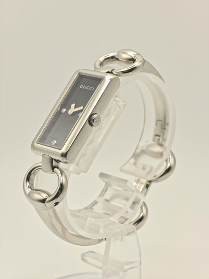 Gucci 119 Quartz Watch Black Dial Silver Bracelet Women vintage - 238