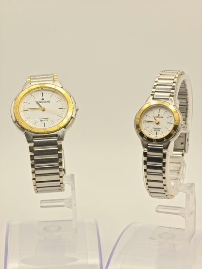 Junghans Grand Prix Quartz Two Tone Roman Bezel Watch Couple  Set - 239
