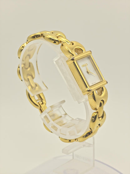 Gucci 1800L Gold Tone Square Watch Women with Extra Black & Red Strap + Box -211