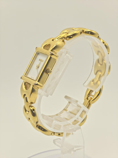 Gucci 1800L Gold Tone Square Watch Women with Extra Black & Red Strap + Box -211