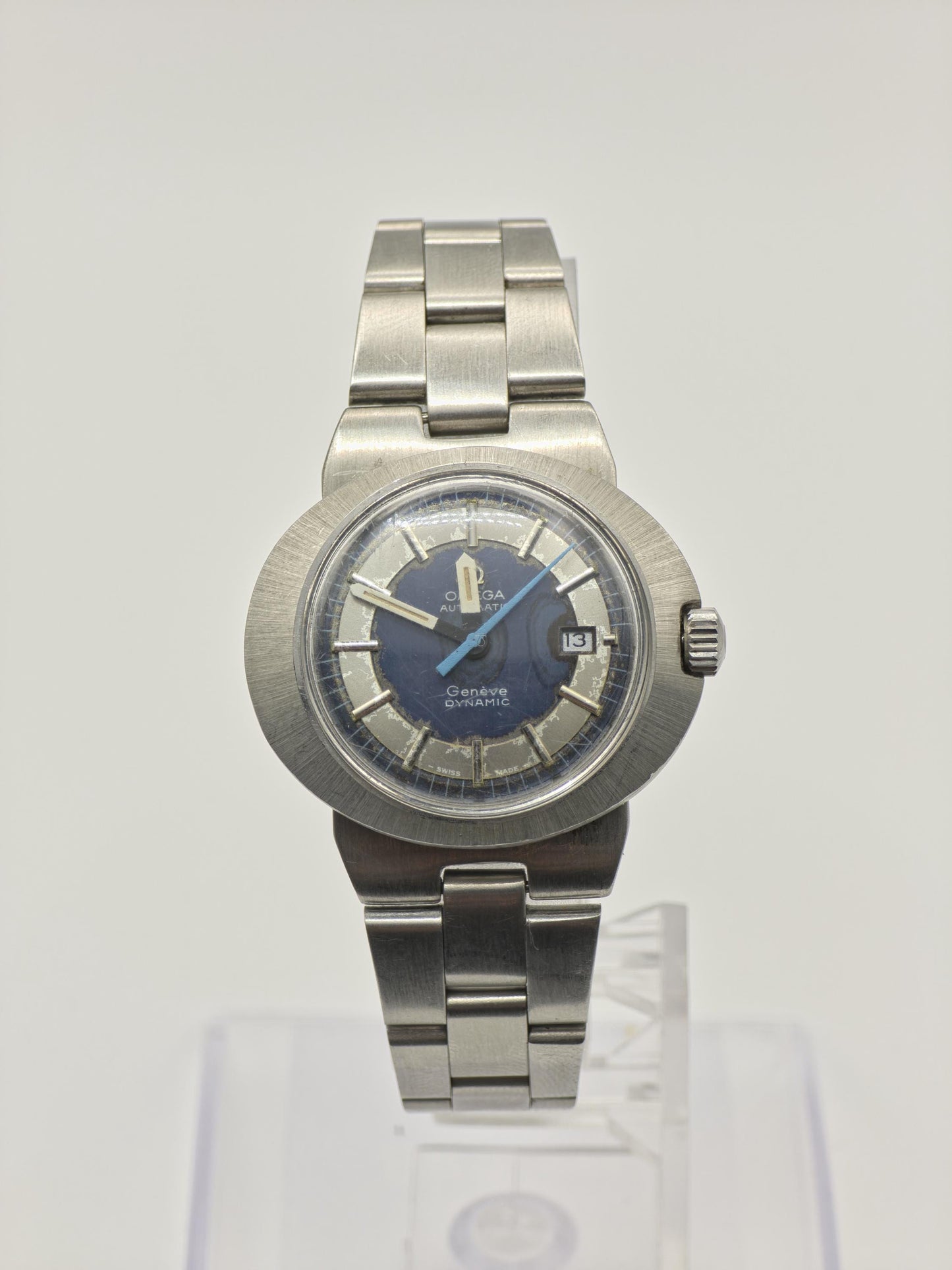 Omega Geneve Dynamic Automatic Watch Women Blue Dial Stainless Steel Vintage-219