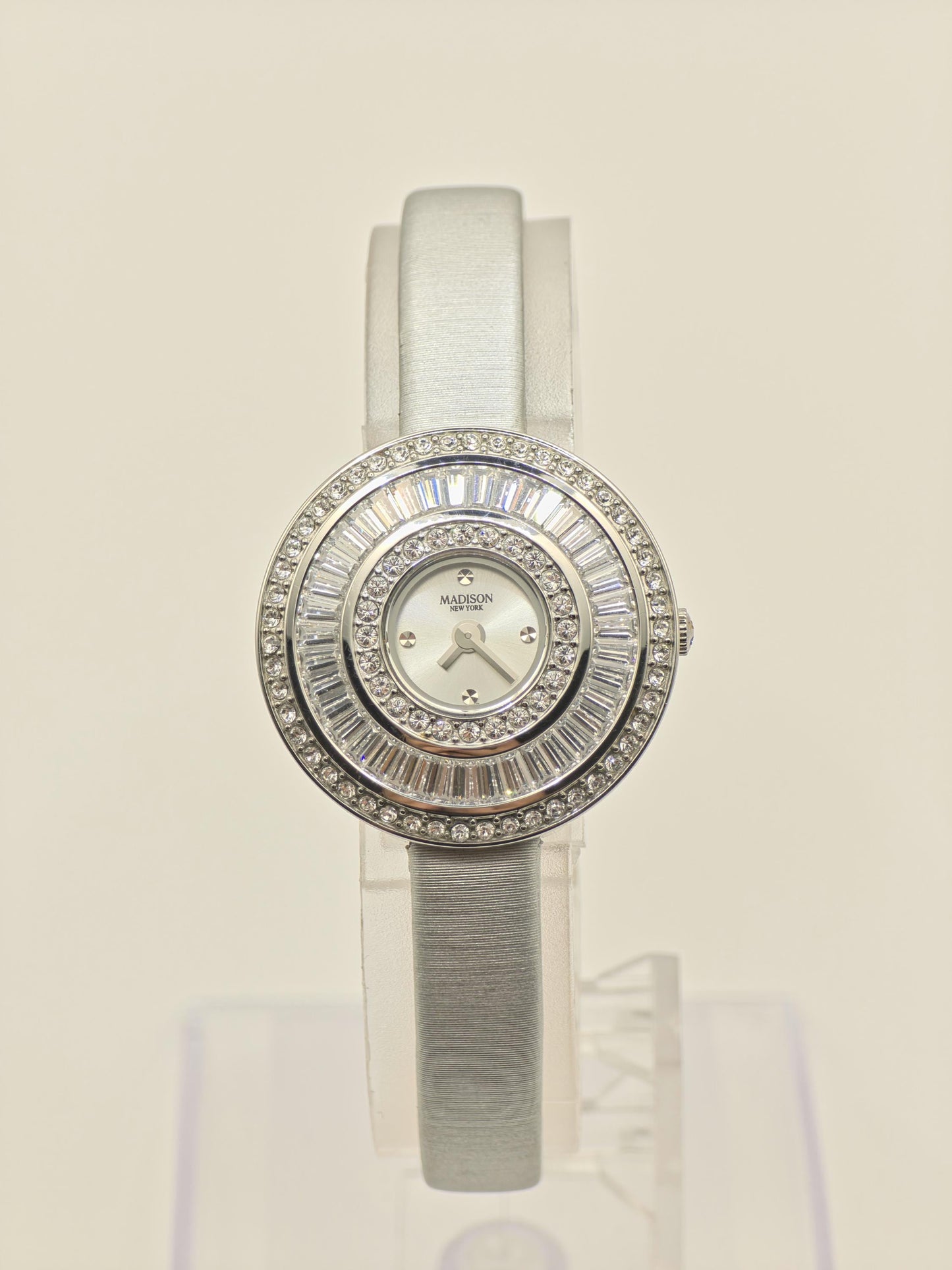 Madison MA012001 Watch Women Silver Crystal Bezel Elegant Dress Style - 220