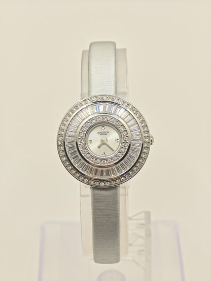 Madison MA012001 Watch Women Silver Crystal Bezel Elegant Dress Style - 220