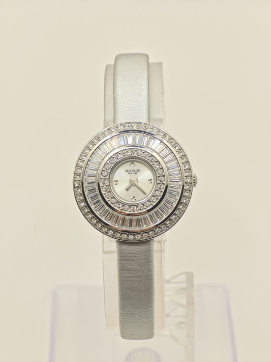 Madison MA012001 Watch Women Silver Crystal Bezel Elegant Dress Style - 220