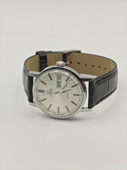 Omega Geneve Automatic Day Date Watch Men Silver Dial Vintage - 221