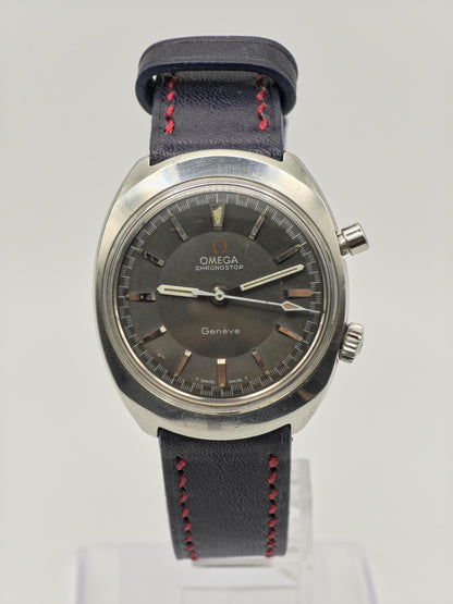 Omega Geneve Chronostop Automatic Watch Men Black Dial Vintage - 222