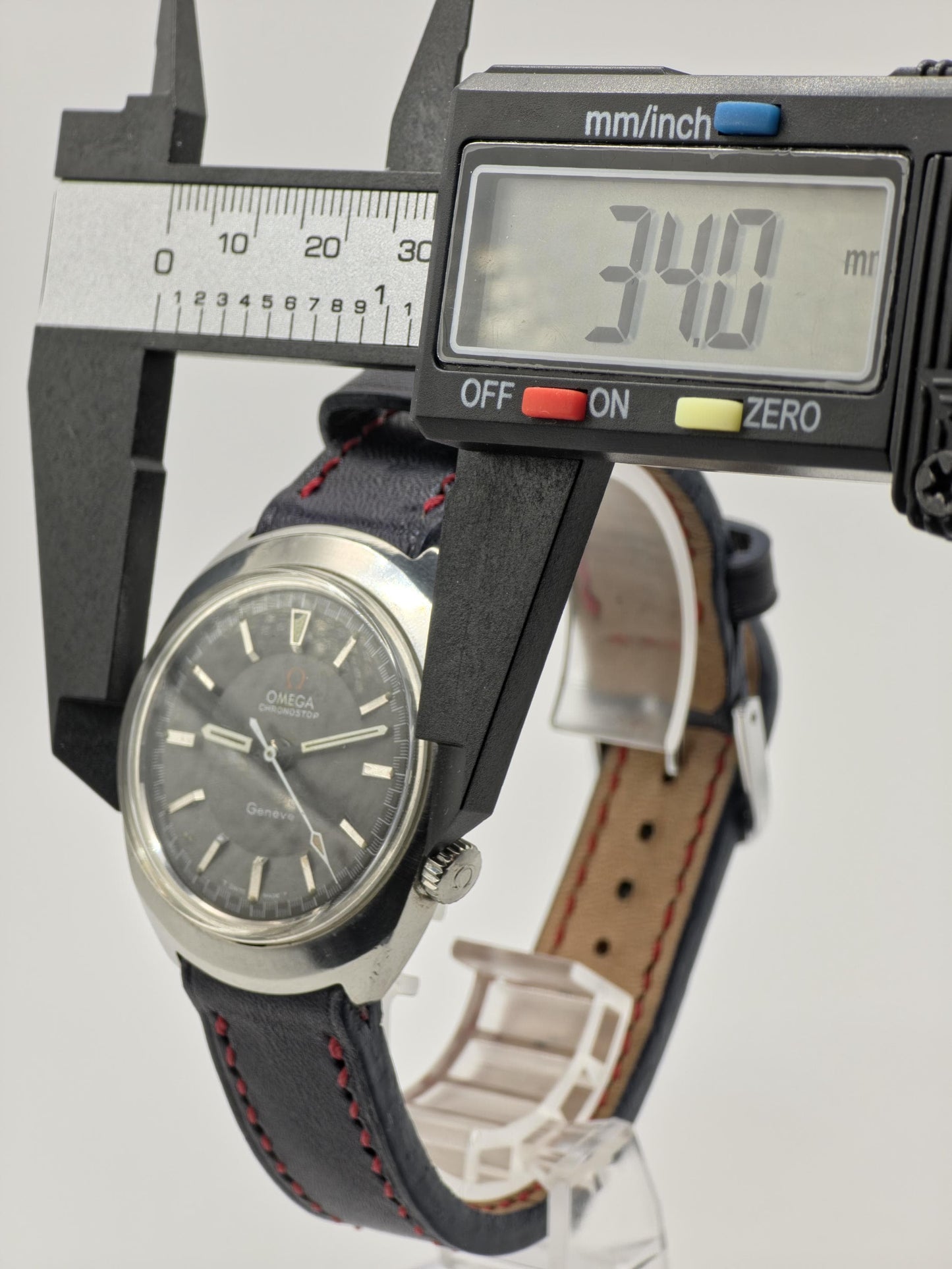 Omega Geneve Chronostop Automatic Watch Men Black Dial Vintage - 222