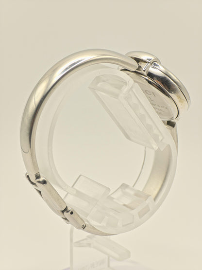Gucci 1400L Watch Women Black Dial Silver Bangle Bracelet - 230