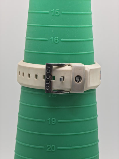 Gucci 137.3 Watch Women Silver GG Dial Date Web Stripe Rubber Sport Style - 231