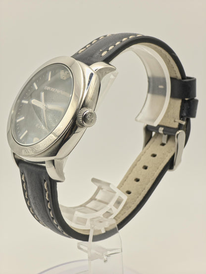 Emporio Armani X-Large Watch Men Black Dial Leather Strap - 232