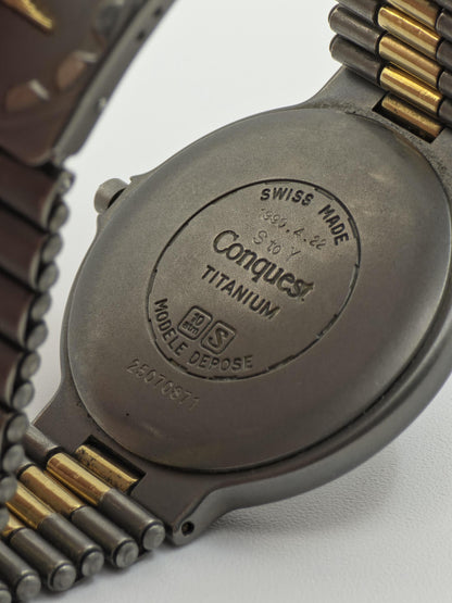 Longines Conquest Ti Quartz Titanium Watch Unisex Two Tone Date - 233