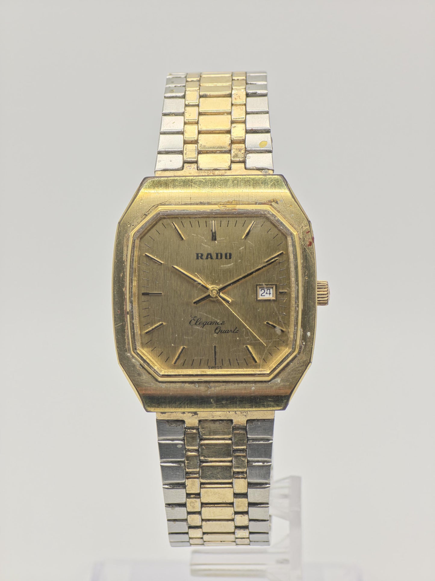 Rado Elegance Quartz Vintage Watch Two Tone Gold Date Swiss - 234