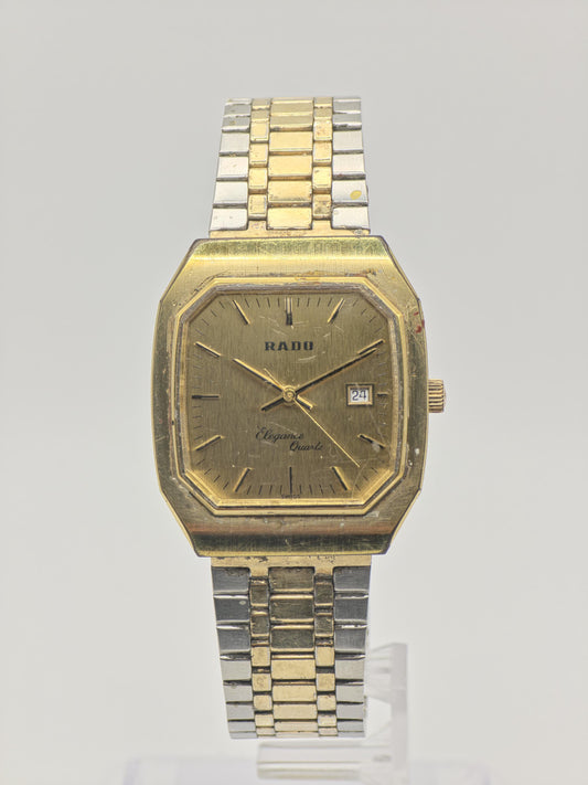 Rado Elegance Quartz Vintage Watch Two Tone Gold Date Swiss - 234