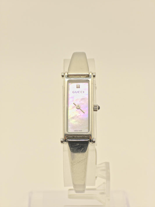 Gucci 1500L Quartz Watch Mother of Pearl Dial Silver Women Vintage - 236