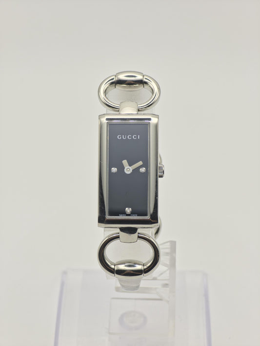 Gucci 119 Quartz Watch Black Dial Silver Bracelet Women vintage - 238