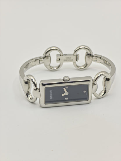Gucci 119 Quartz Watch Black Dial Silver Bracelet Women vintage - 238