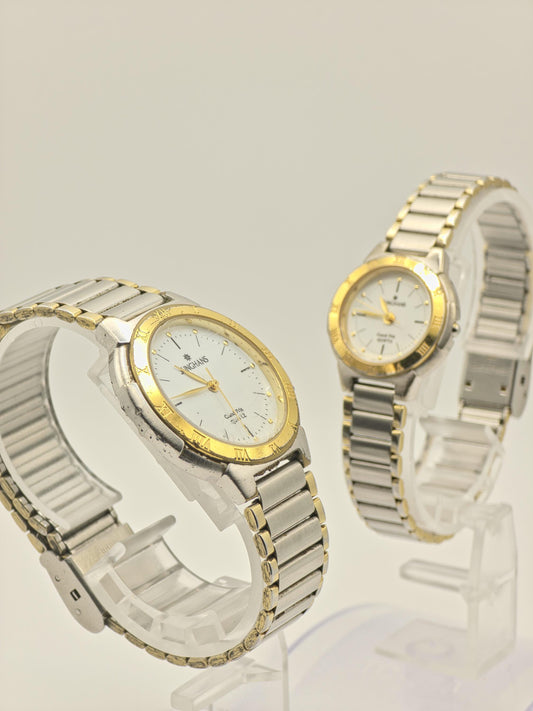 Junghans Grand Prix Quartz Two Tone Roman Bezel Watch Couple  Set - 239