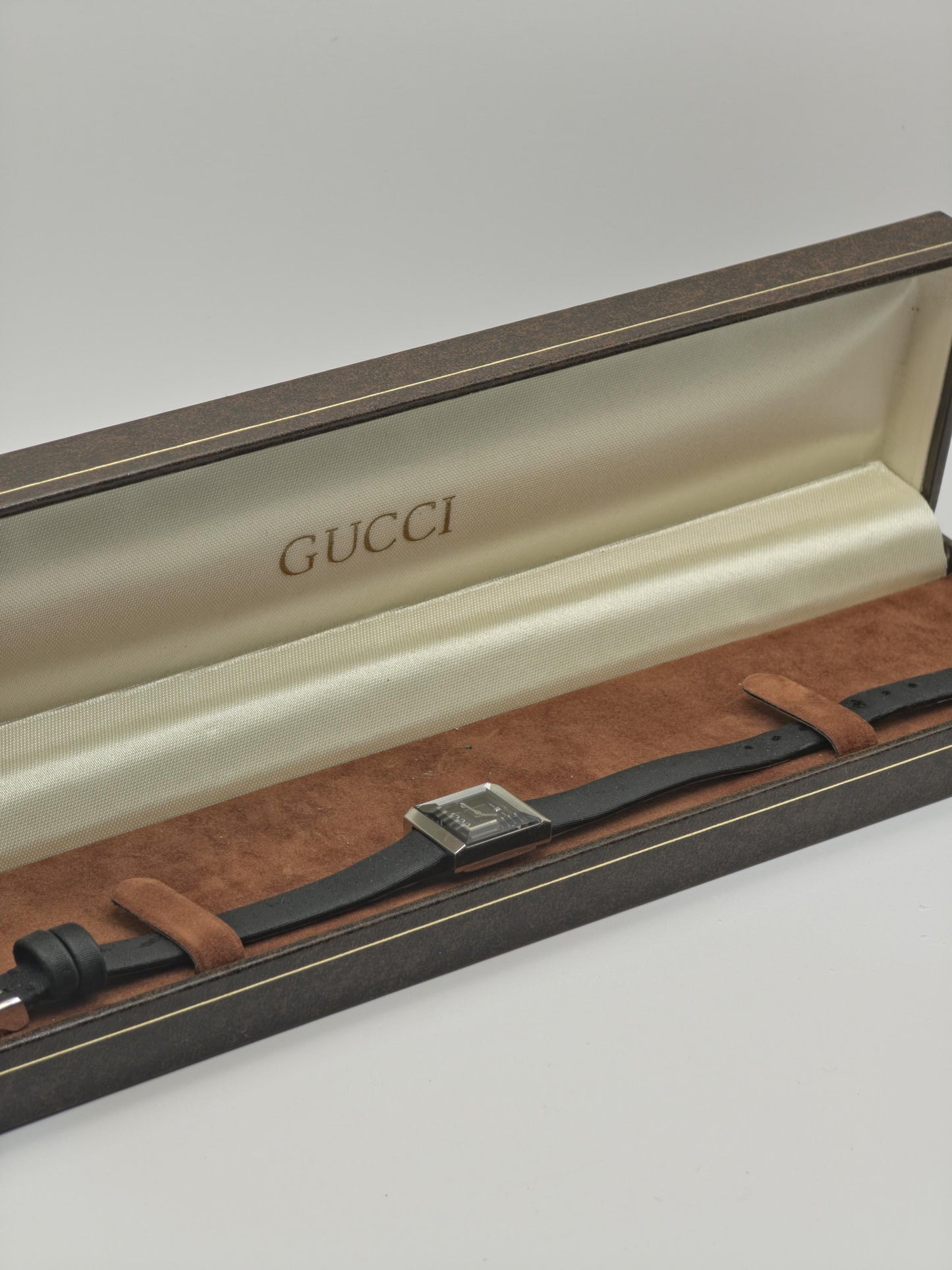Gucci 128.5 Quartz Watch Black Dial Square Case Women - 240
