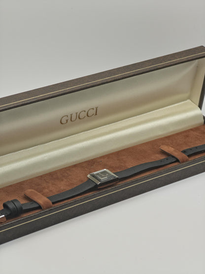 Gucci 128.5 Quartz Watch Black Dial Square Case Women - 240