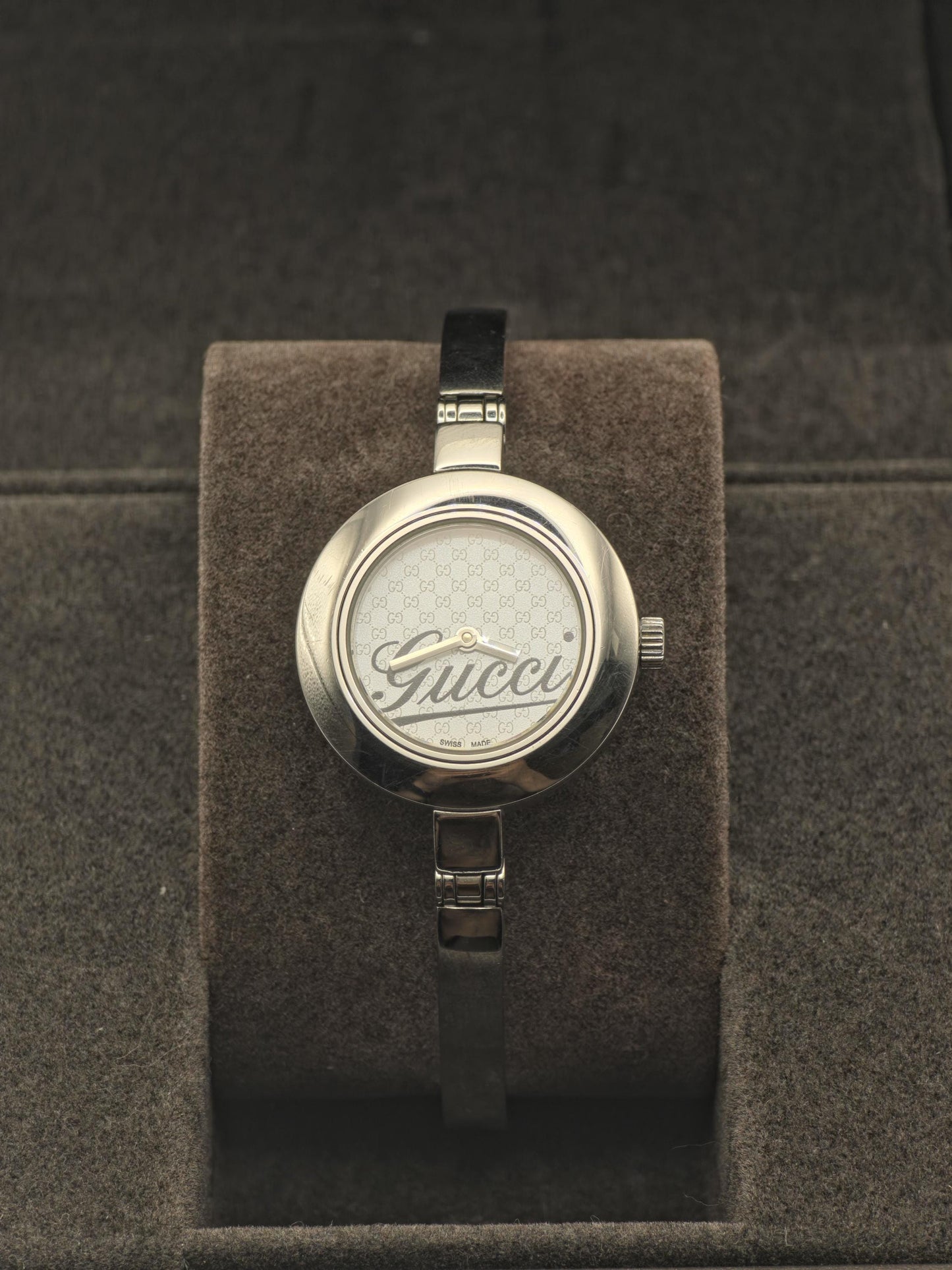 Gucci 105 Quartz Watch GG Monogram Dial Silver Women Box Only | - 244