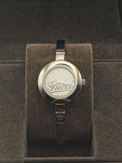 Gucci 105 Quartz Watch GG Monogram Dial Silver Women Box Only | - 244